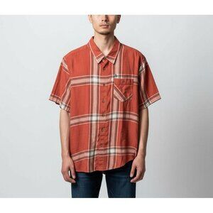 Volcom Mens Classic Fit Plaid Short Sleeve Button-Up Shirt Size M
